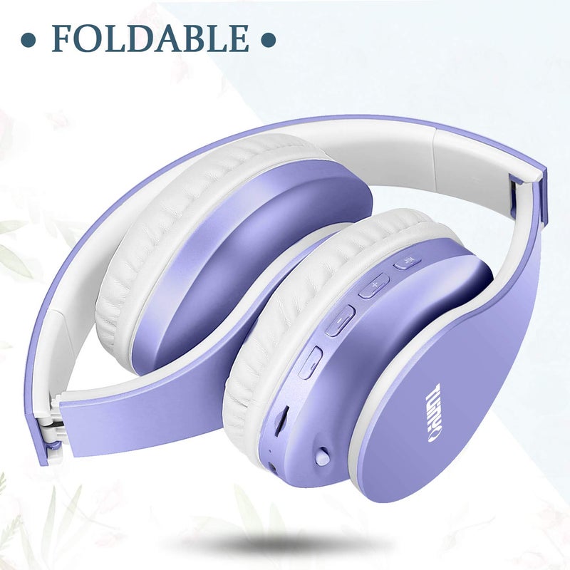 TUINYO Wireless Headphones Over Ear, Bluetooth Headphones with Microphone, Foldable Stereo Wireless Headsetfor Travel Work TV PC Cellphone-Purple - Image 3
